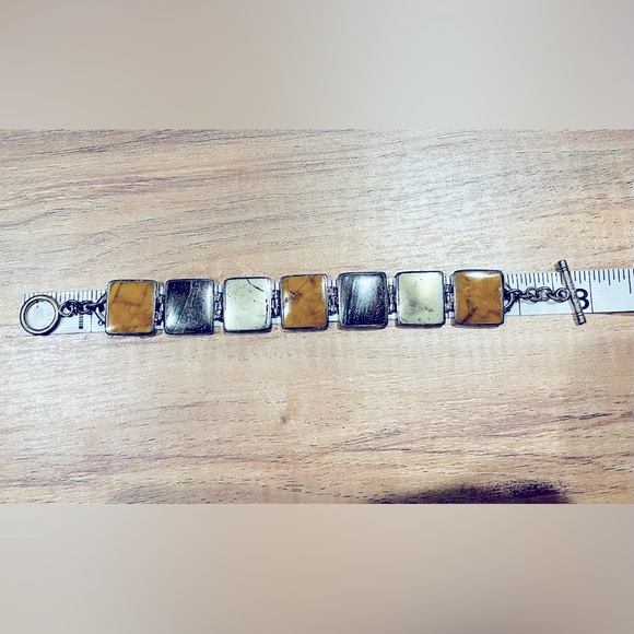 Sterling Silver Jasper Natural Stone Silpada Bracelet - Picture 6 of 6